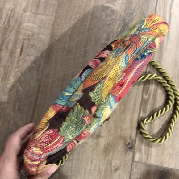 Vintage CREATED ENDEAVORS by BARBARA MILLER Fabric Beaded Shoulder Bag - Picture 8 of 11